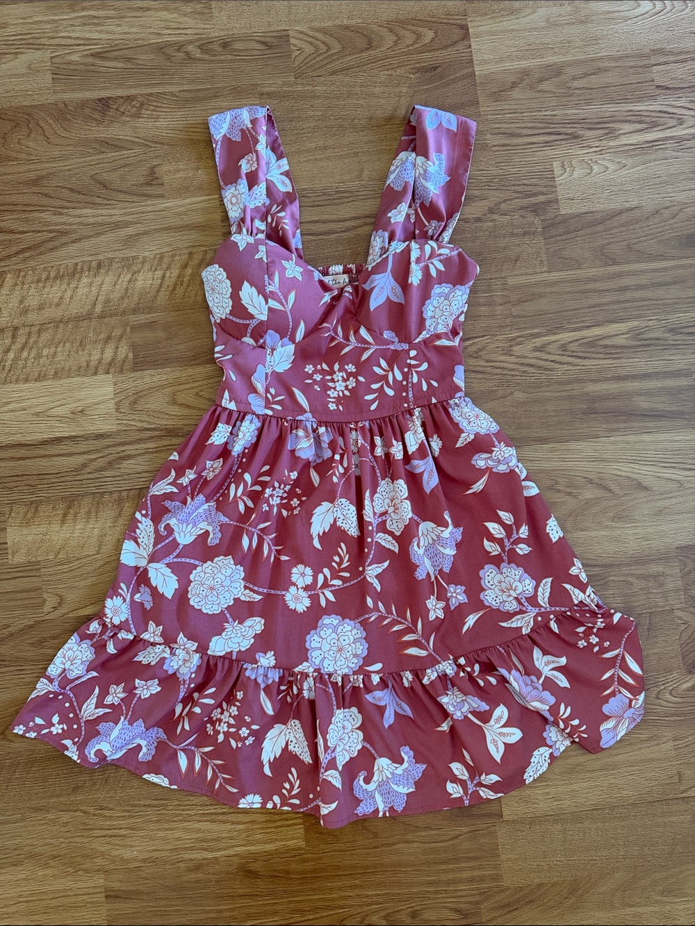 Floral Ruffled Mini Dress in Rose Red - Women